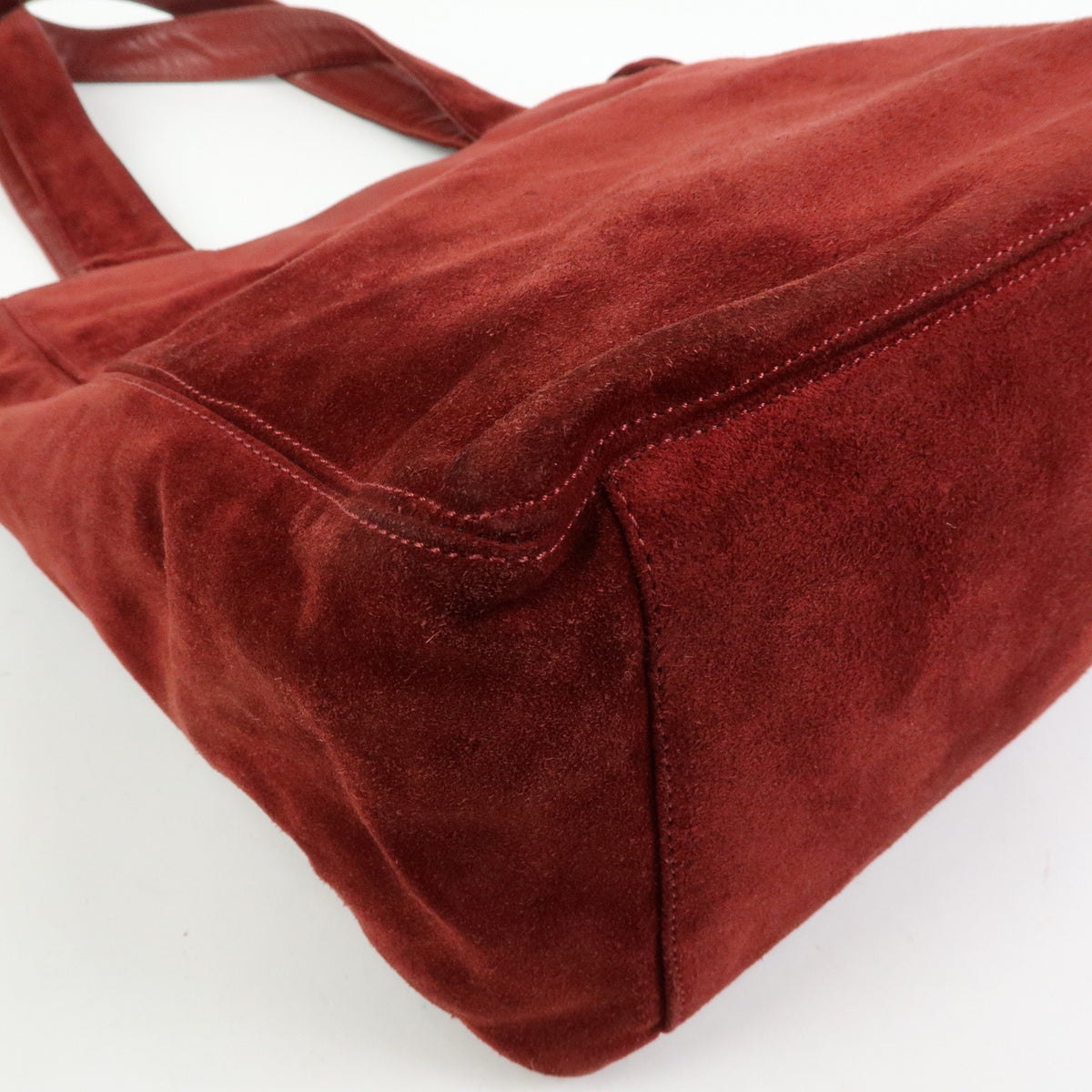 CHANEL COCO Mark Suede Leather Tote Bag Shoulder Bag Tassel Wine Red