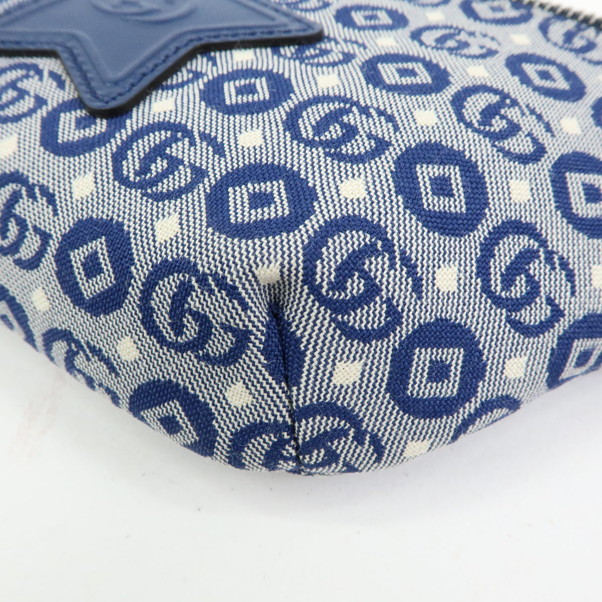 GUCCI Children's Canvas Leather Body Bag Waist Bag Blue 502095