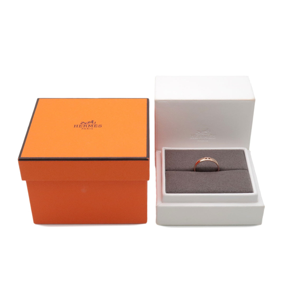 HERMES Ever Hercules 11P Diamond Ring K18 750PG Rose Gold #52 US6.25