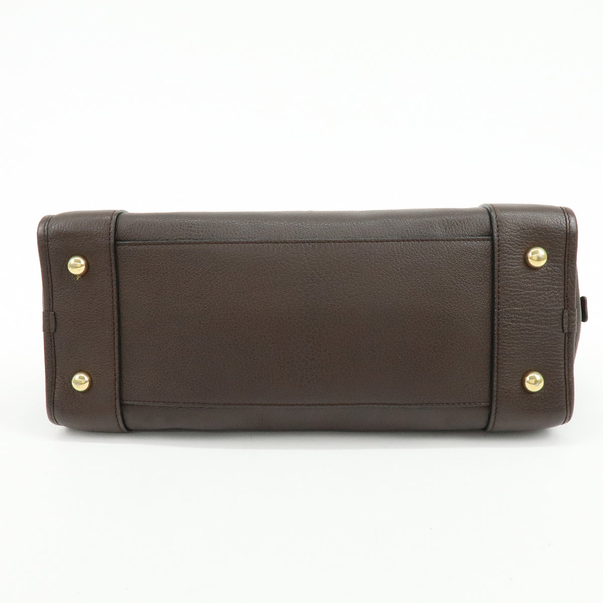 LOEWE Anagram Amazona 35 Leather Boston Bag Hand Bag Dark Brown
