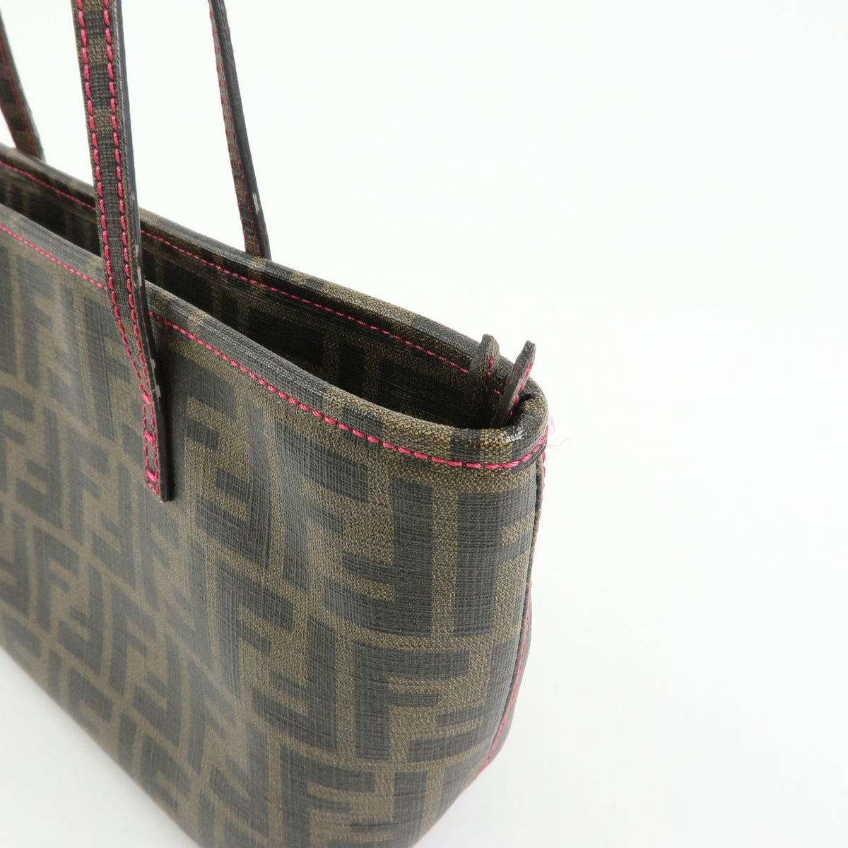 FENDI Zucca PVC Tote Bag Shoulder Bag Brown Pink 8BH223