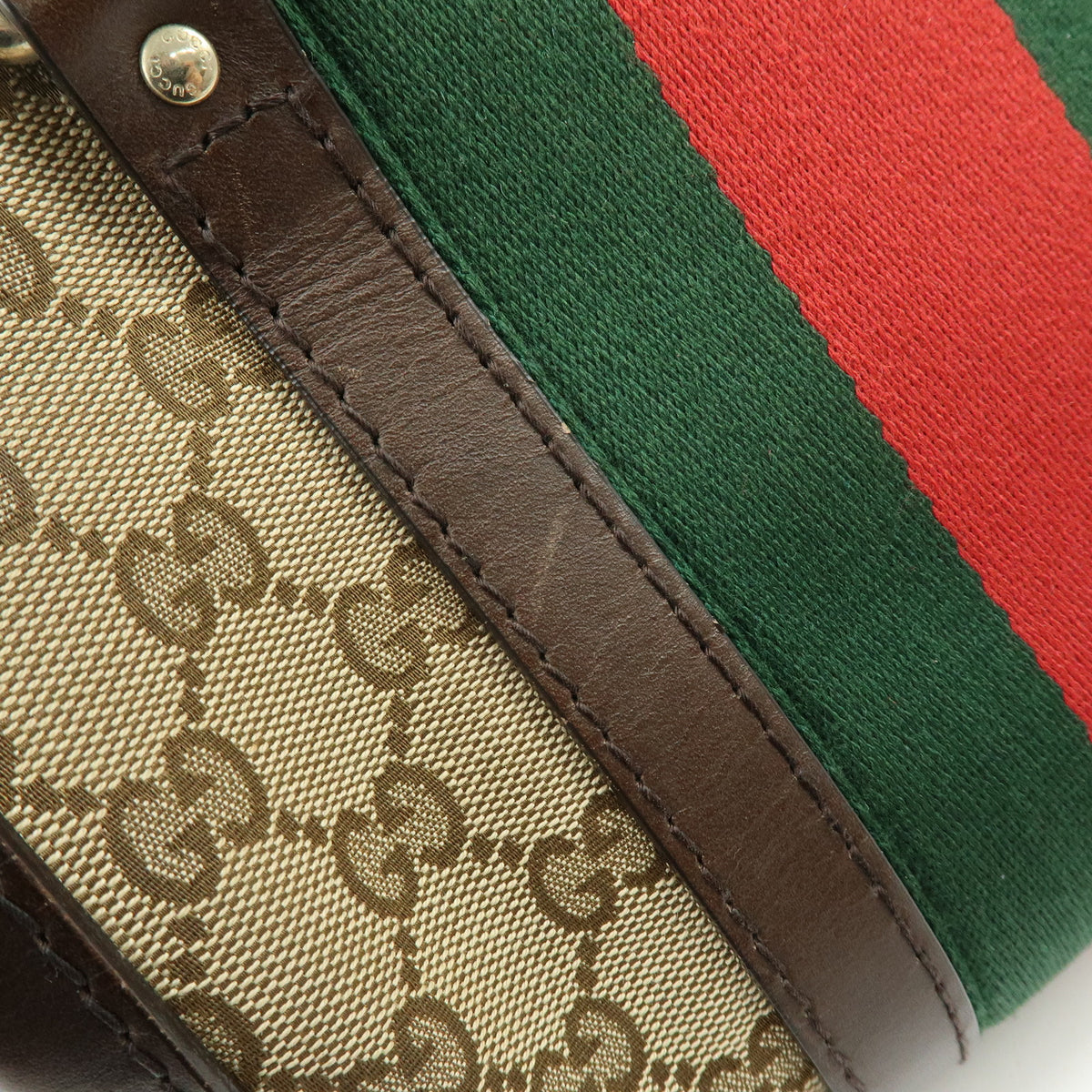 GUCCI Sherry GG Canvas Leather 2Way Bag Boston Bag Hand Bag 269876