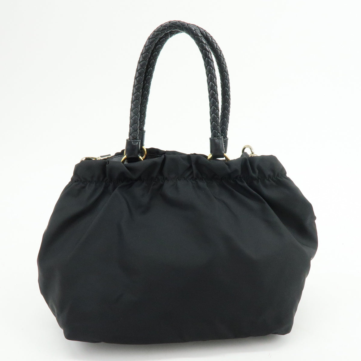 PRADA Nylon Leather 2Way Bag Hand Bag Shoulder Bag Black BN1930