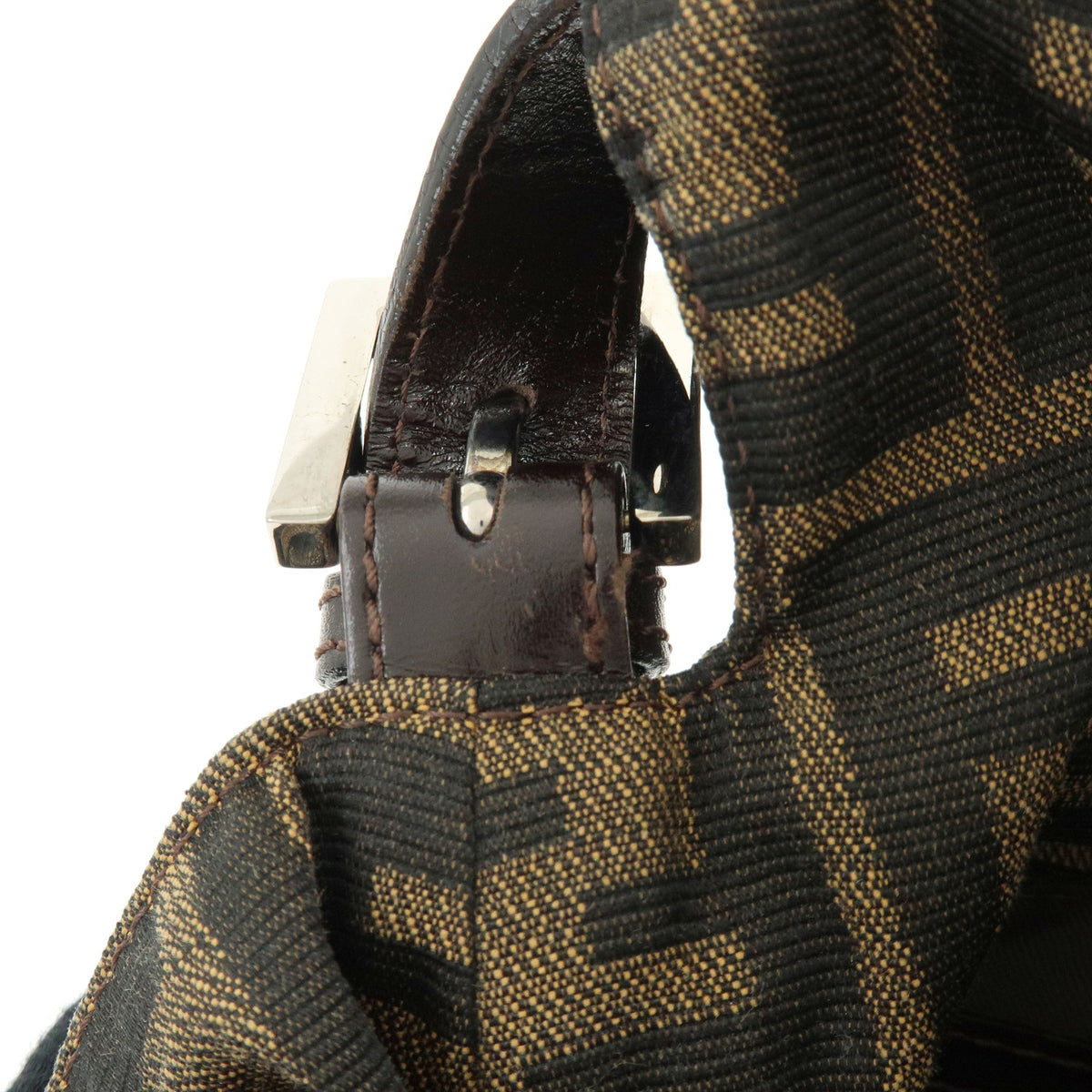 FENDI Zucca Mamma Baguette Jacquard Canvas Leather Shoulder Bag 26325
