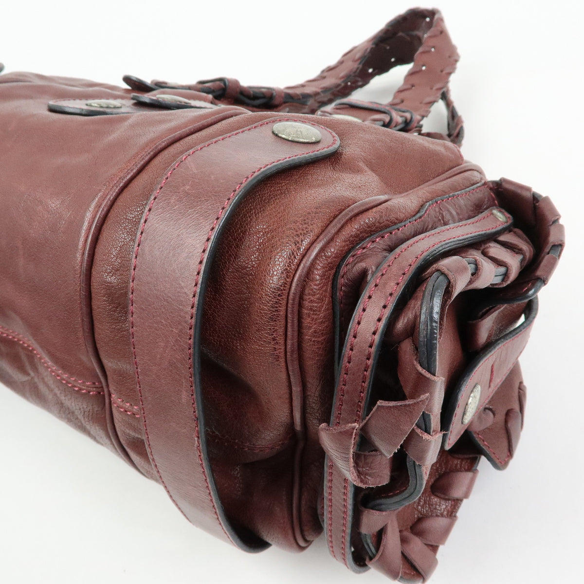 Chloe Silverado Leather Boston Bag Shoulder Hand Bag Brown