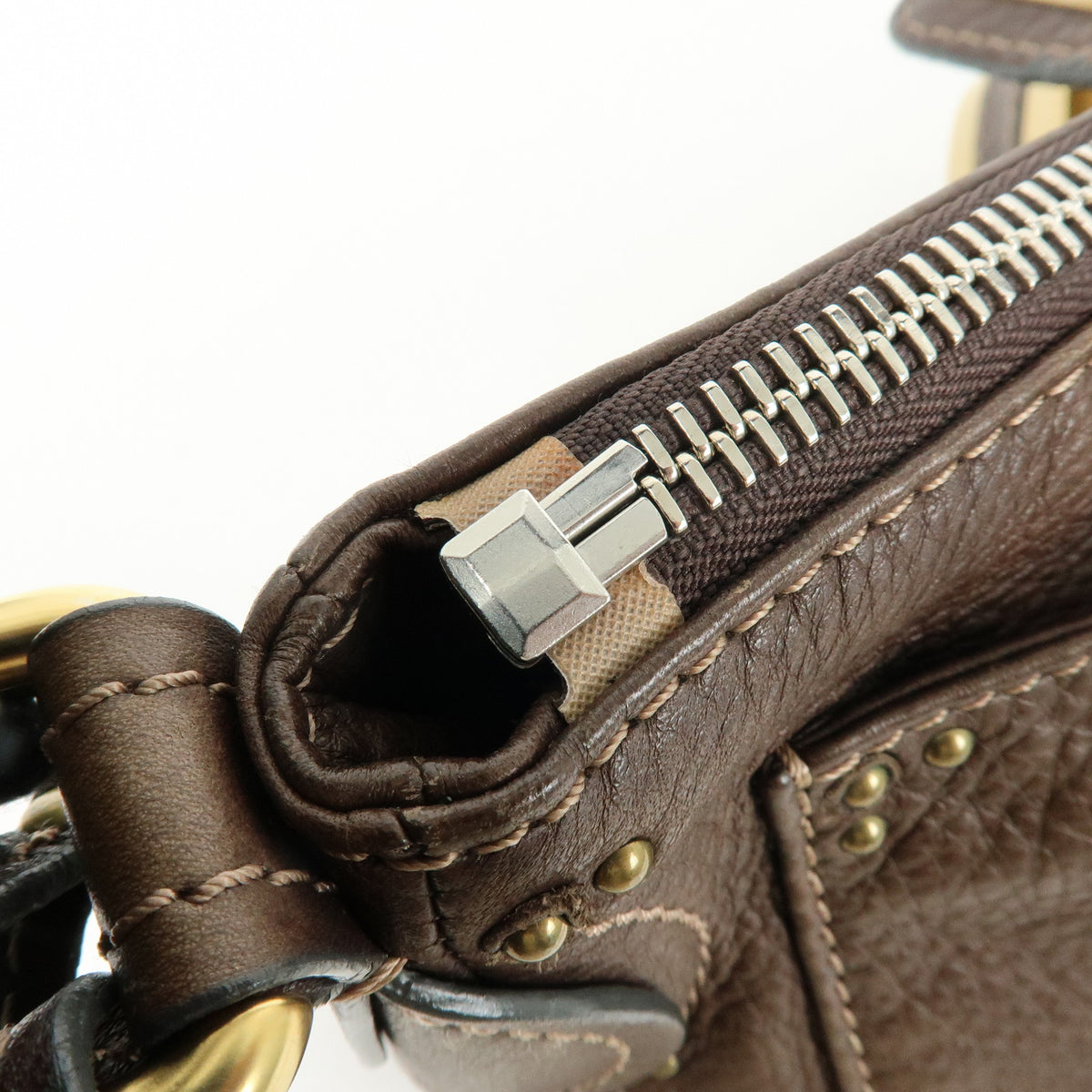Chloe Paddington Leather Shoulder Bag Hand Bag Dark Brown