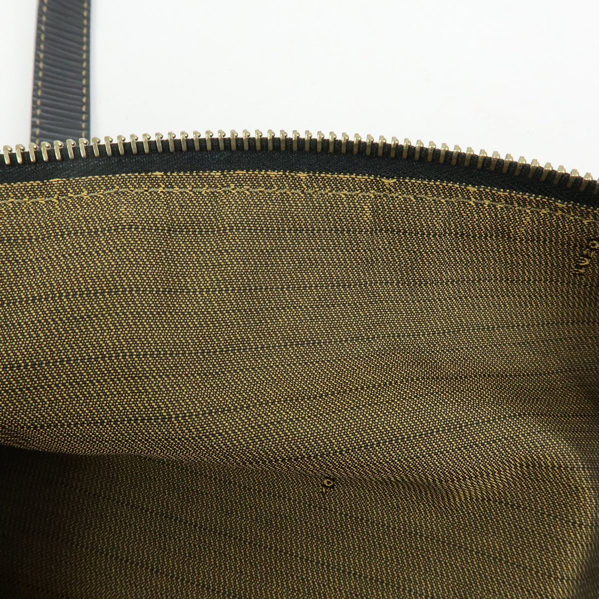 FENDI Pequin Jacquard Canvas Leather Tote Bag Brown Black 26323
