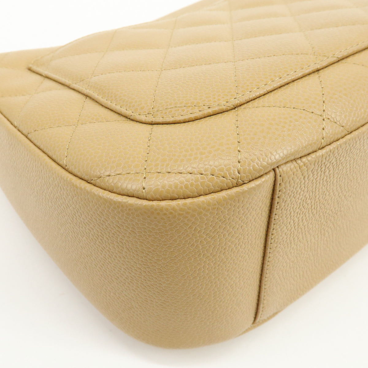 CHANEL COCO Mark Matelasse Caviaskin Chain Shoulder Bag Beige A20993