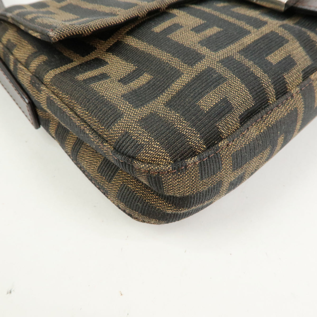 FENDI Zucca Mamma Baguette Jacquard Canvas Leather Shoulder Bag 26424