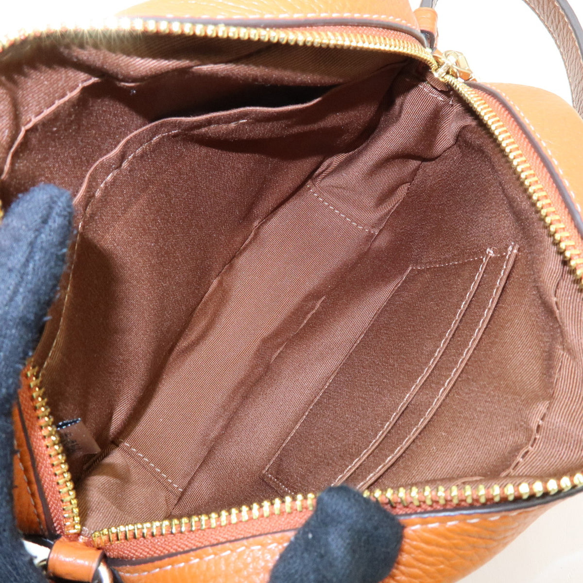 COACH Logo Leather Shoulder Bag Crossbody Bag Camel Brown