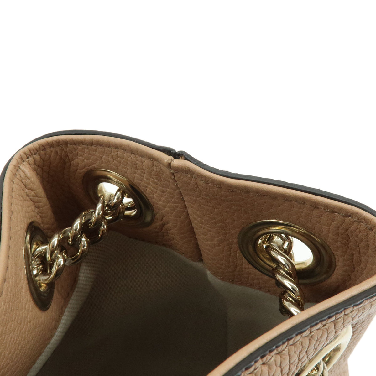 GUCCI SOHO Interlocking G Leather Chain Shoulder Bag Pink Beige 536196