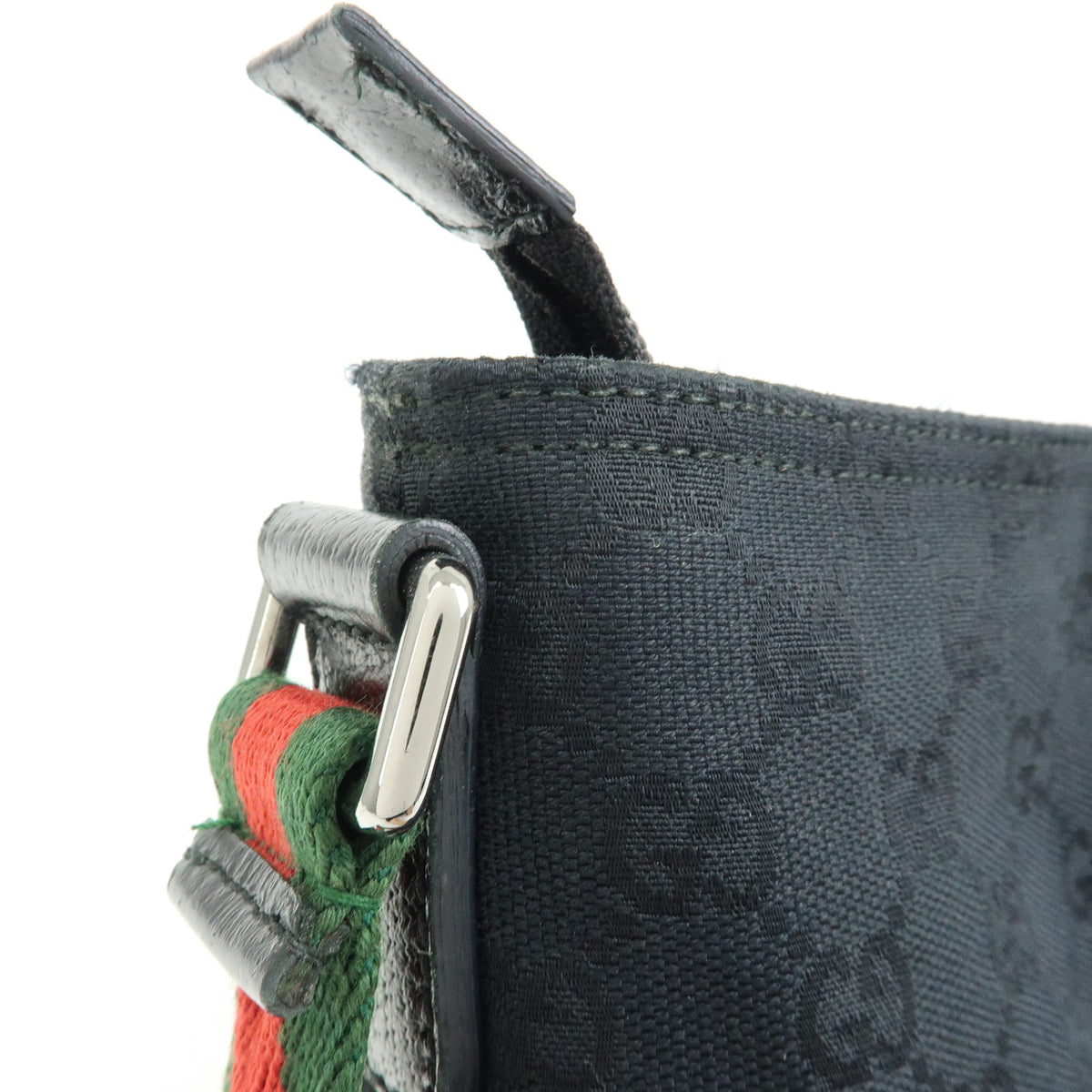 GUCCI Sherry GG Canvas Leather Shoulder Bag Crossbody Bag Black 189749