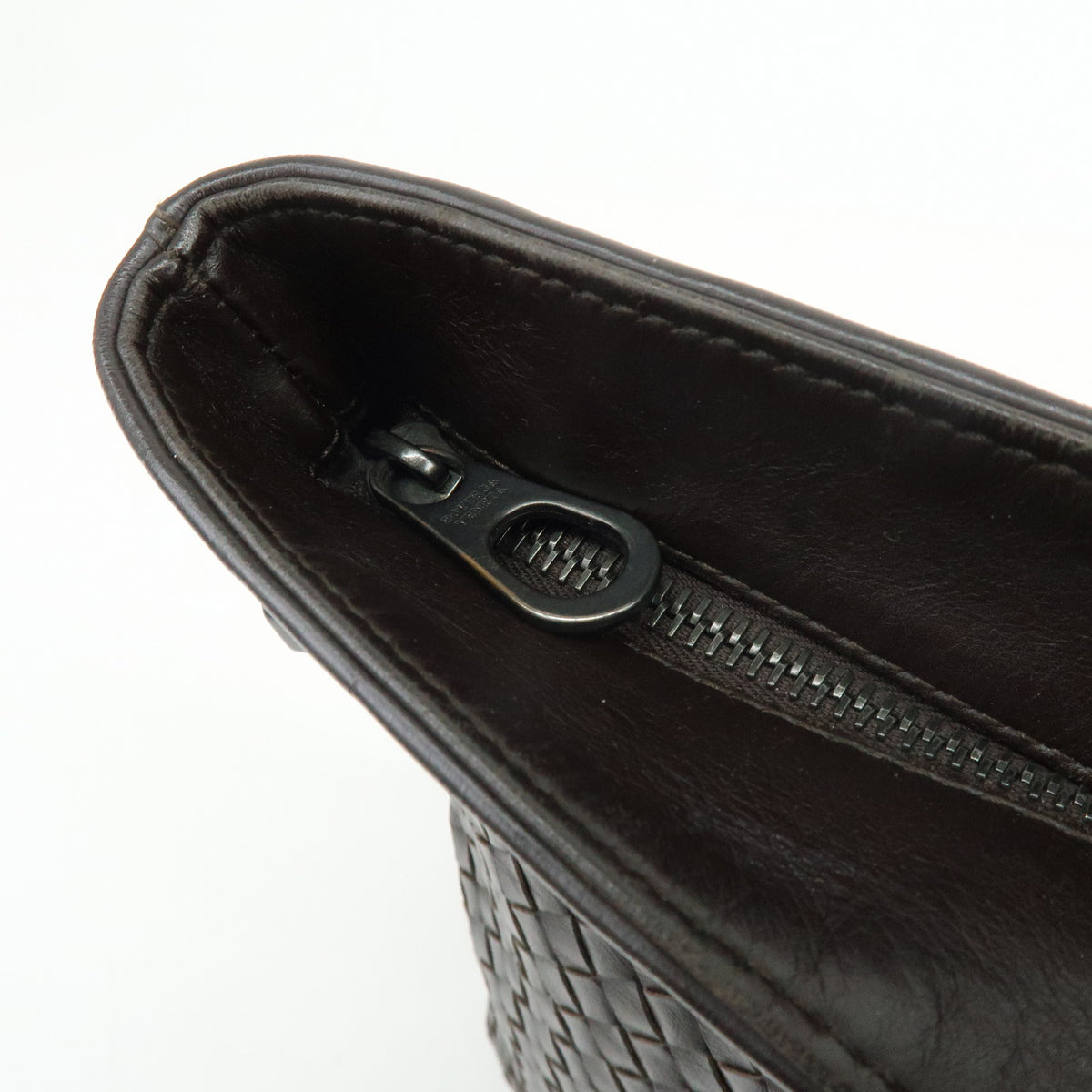 BOTTEGA VENETA Intrecciato Leather Shoulder Crossbody Bag Dark Brown