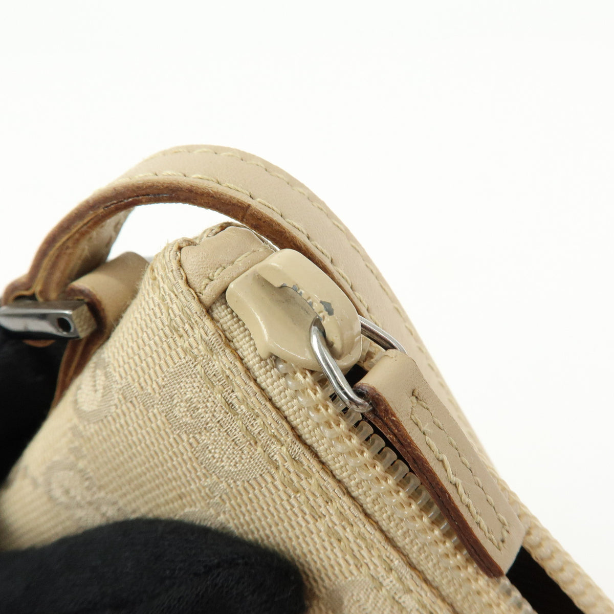 GUCCI Boat Bag GG Canvas Hand Bag Accessory Pouch Beige 07198