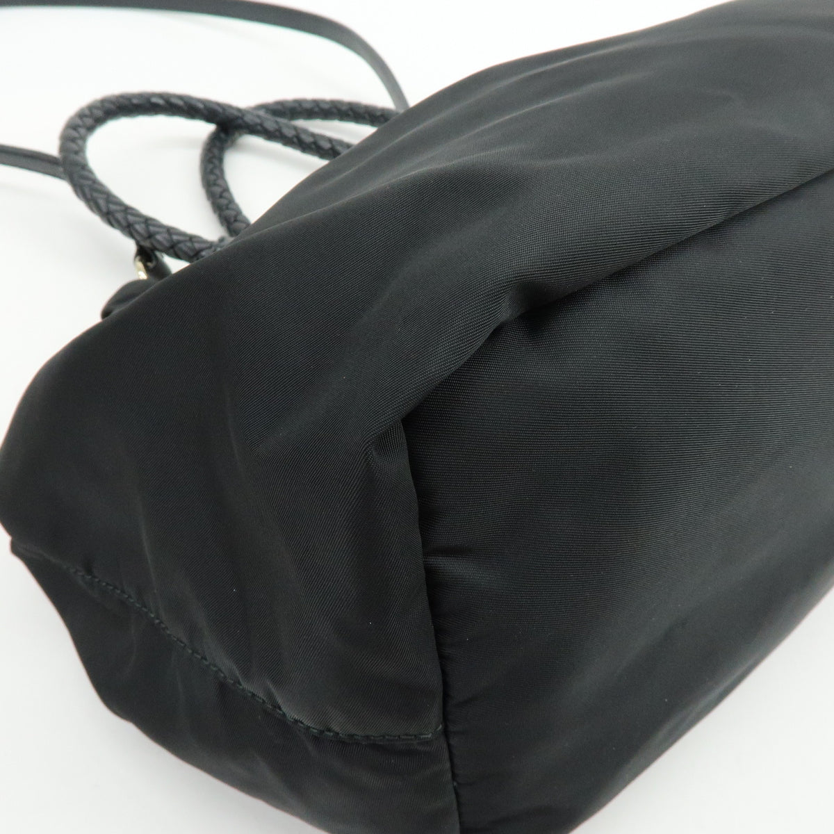 PRADA Nylon Leather 2Way Bag Hand Bag Shoulder Bag Black BN1930