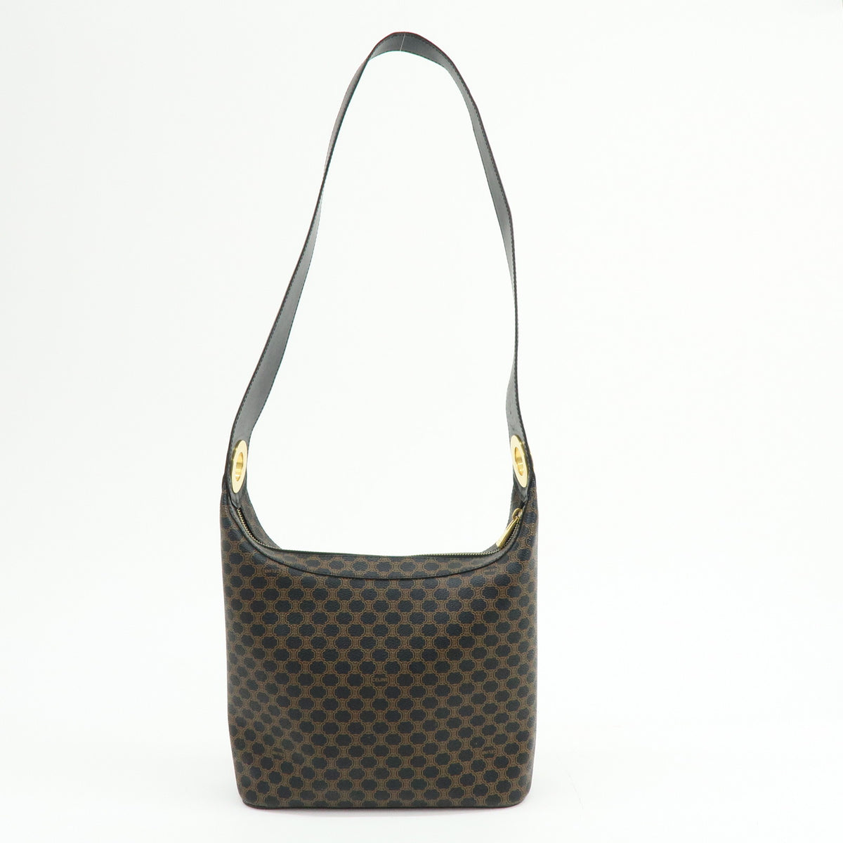 CELINE Macadam PVC Leather Shoulder Bag Crossbody Bag Black Brown
