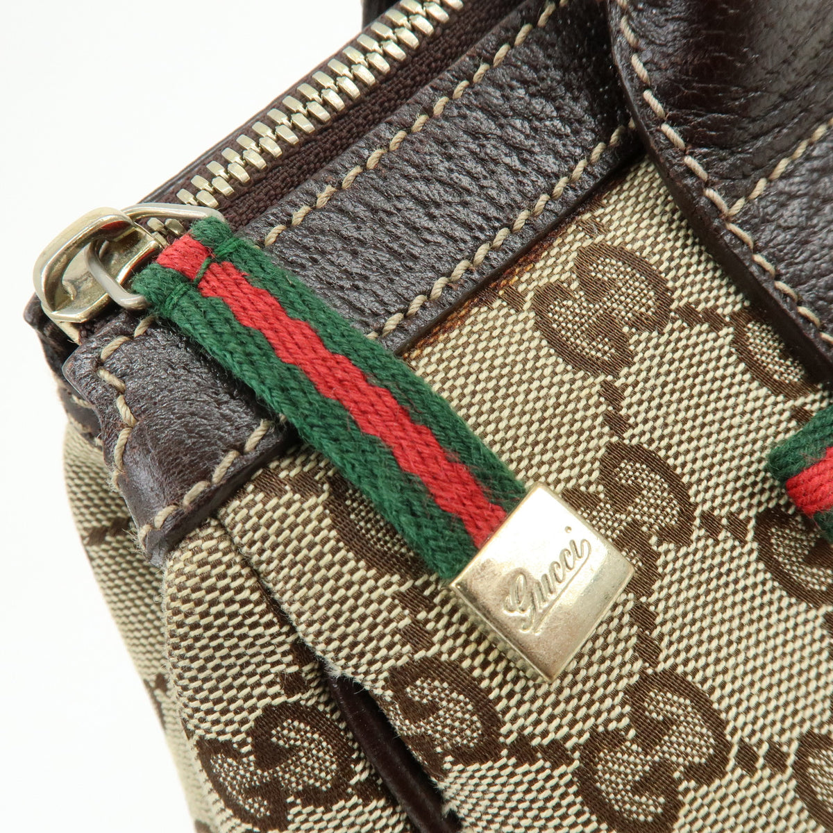 GUCCI Sherry GG Canvas Leather Shoulder Bag Tote Bag Brown Beige 177052