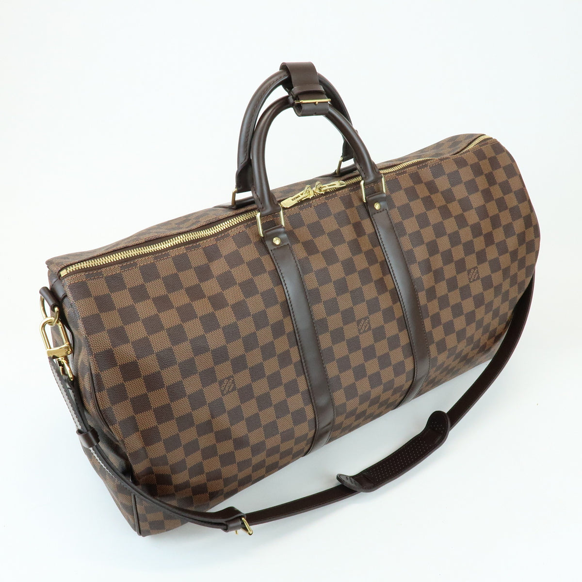 Louis Vuitton Damier Keep All Bandouliere 55 Travel Bag Brown N41414