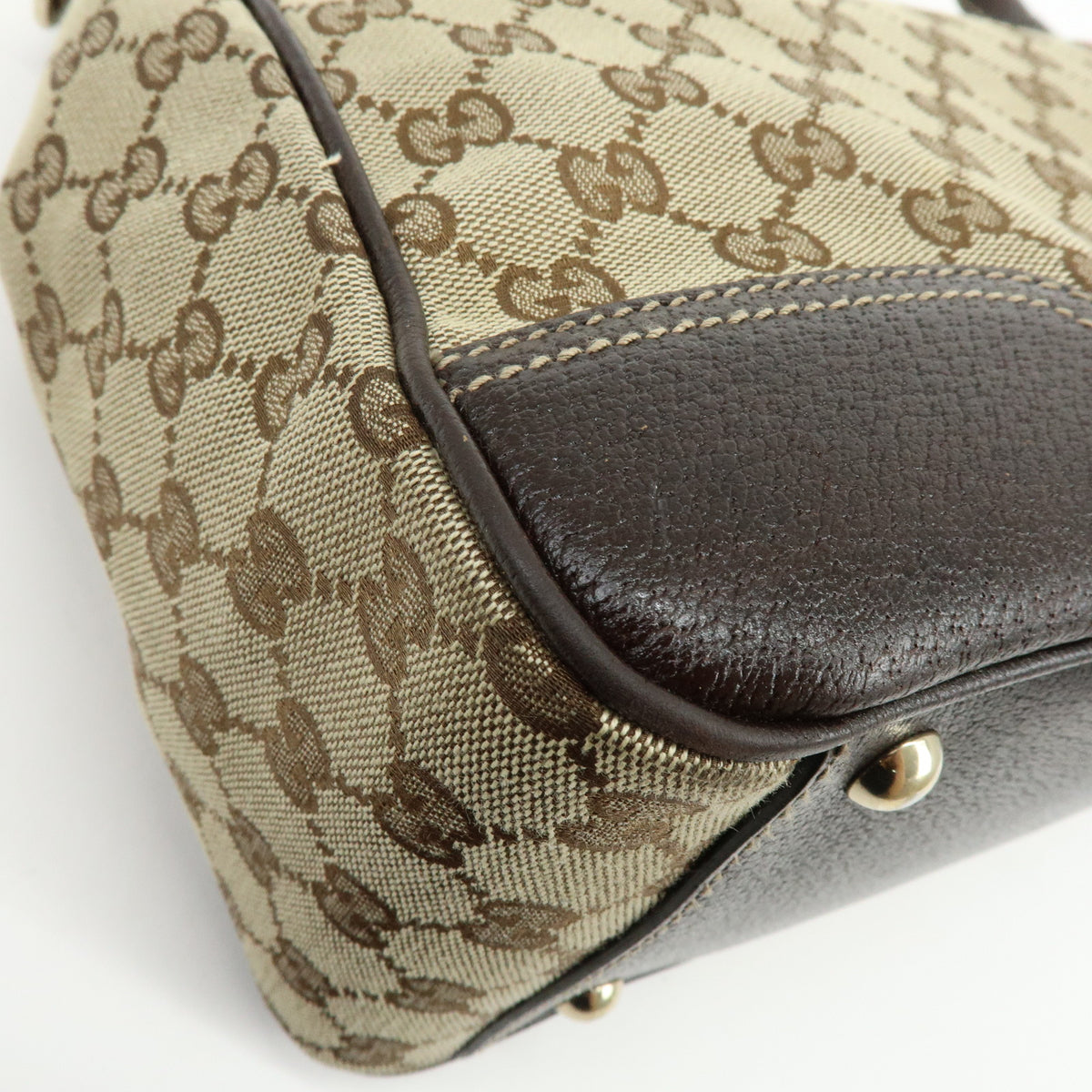 GUCCI Sherry GG Canvas Leather Shoulder Bag Tote Bag Brown Beige 177052