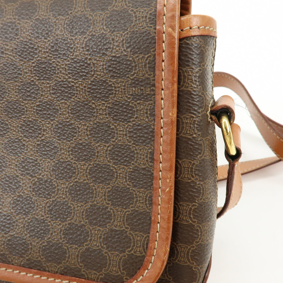 CELINE Macadam PVC Leather Shoulder Bag Crossbody Bag Brown