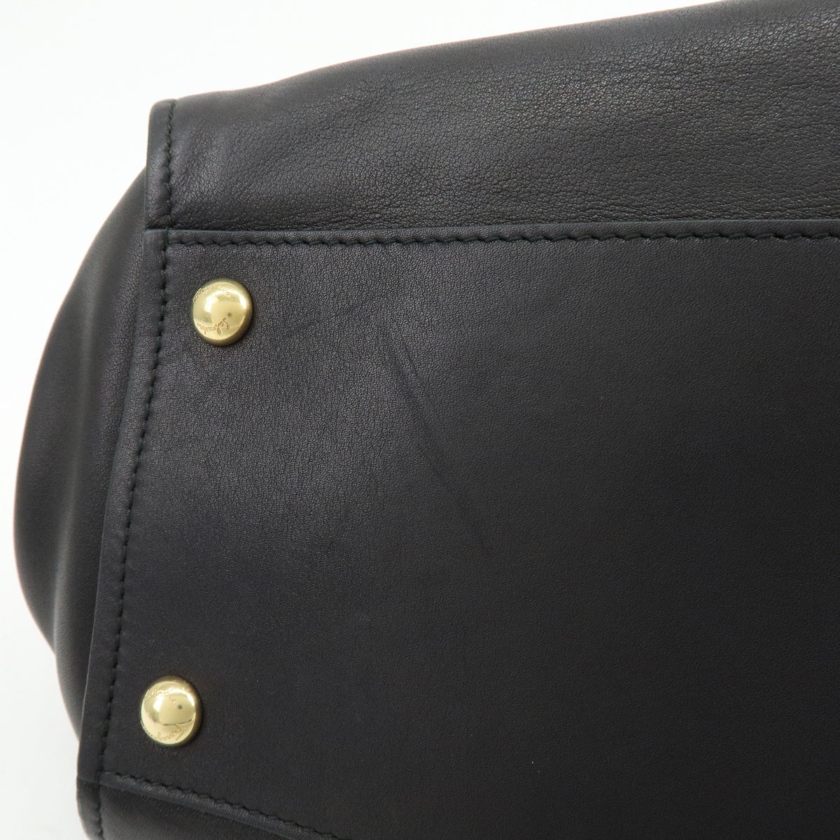 Ferragamo Sonia Leather 2Way Bag Hand Bag Shoulder Bag Black