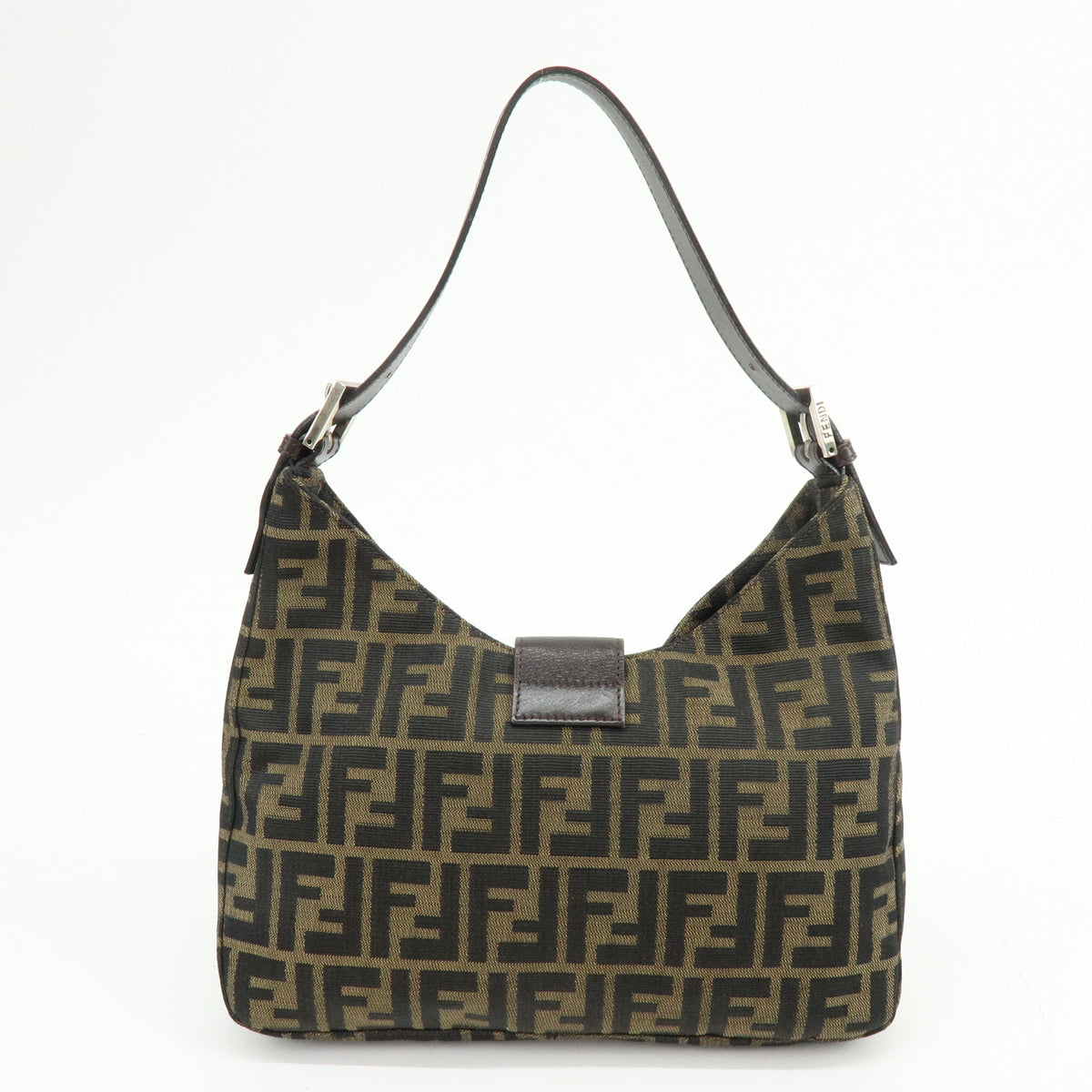 FENDI Zucca Canvas Leather Shoulder Bag Hand Bag Black Brown 26569