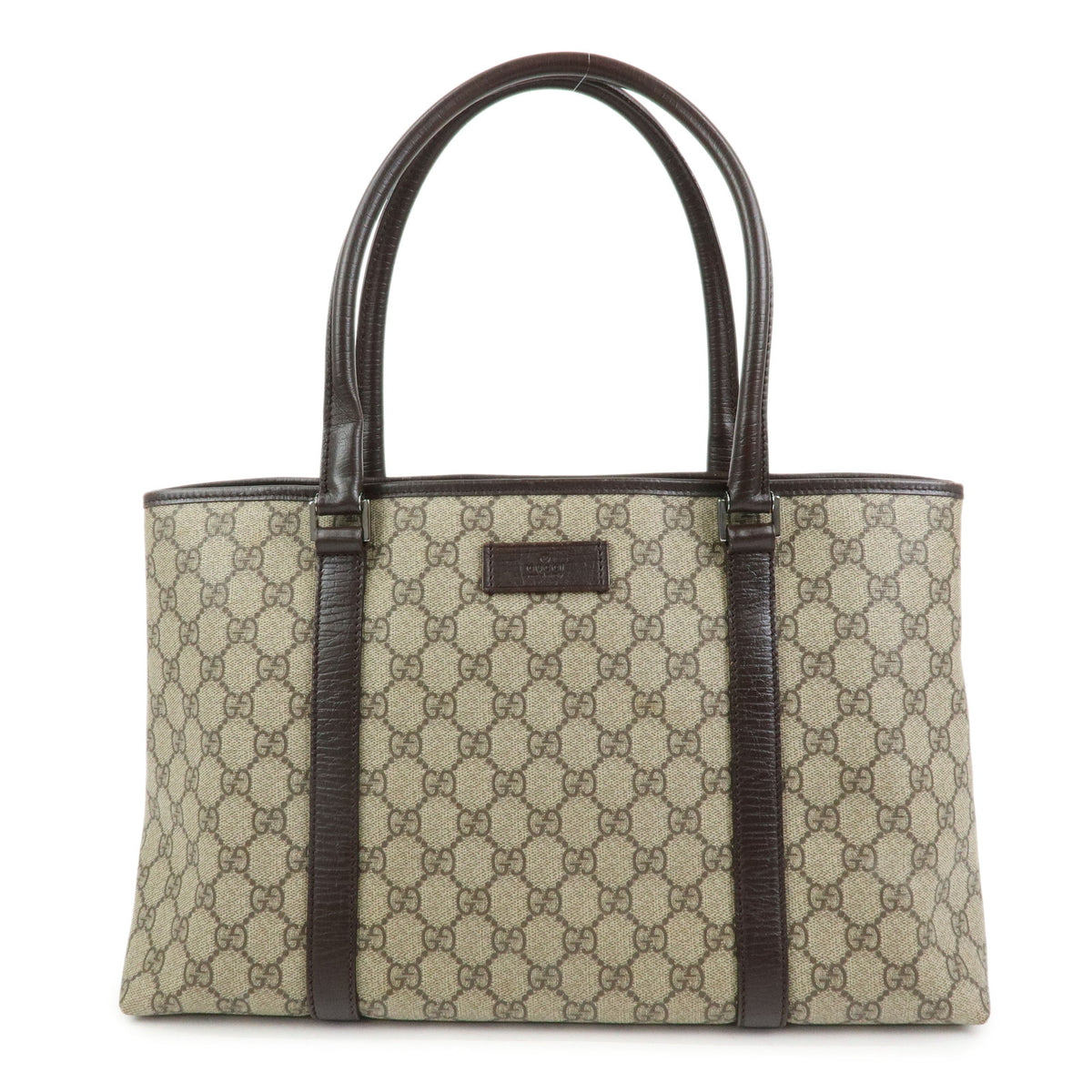 GUCCI GG Supreme Leather Tote Bag Shoulder Bag Beige Brown 114595