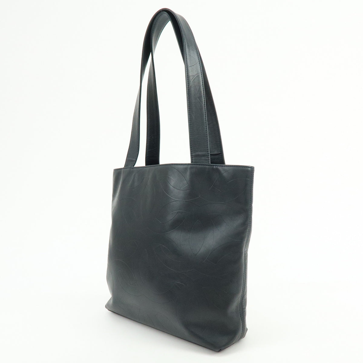 CHANEL COCO Mark Calf Leather Tote Bag Hand Bag Black