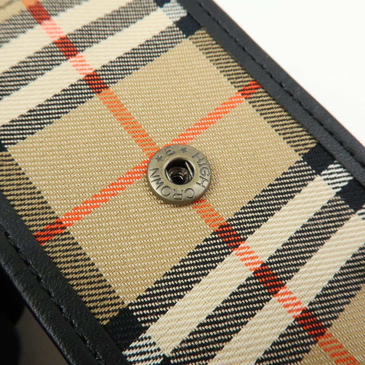 BURBERRY Nova Plaid Canvas Leather Pencil Case Pen Sleeve Beige