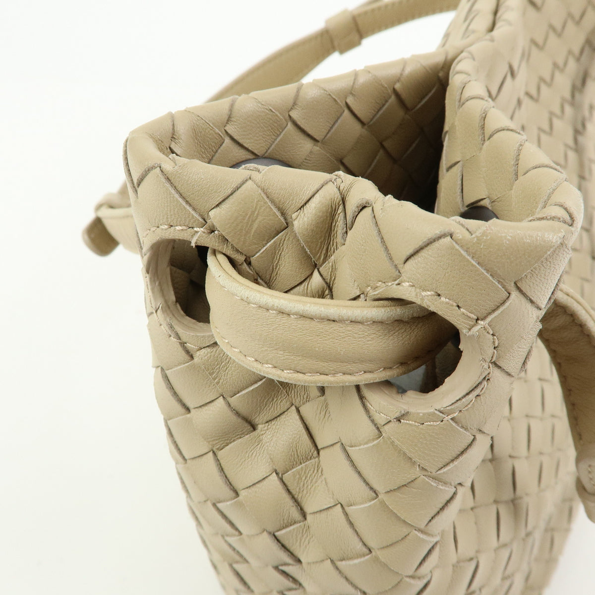 BOTTEGA VENETA Intrecciato Garda Leather Tote Bag Hand Bag Beige
