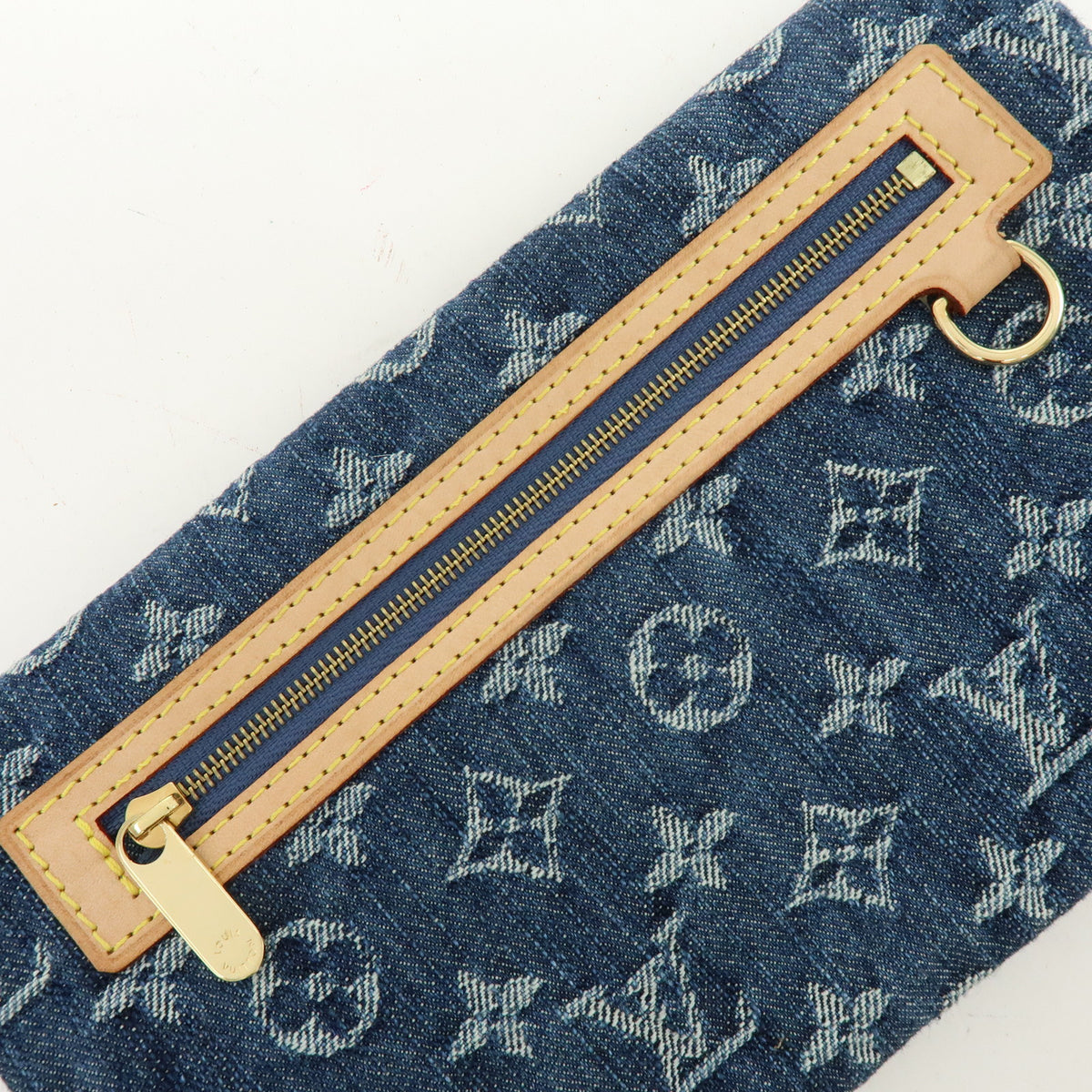 Louis Vuitton Monogram Denim Pochette Plat Pouch Clutch Bag M95007