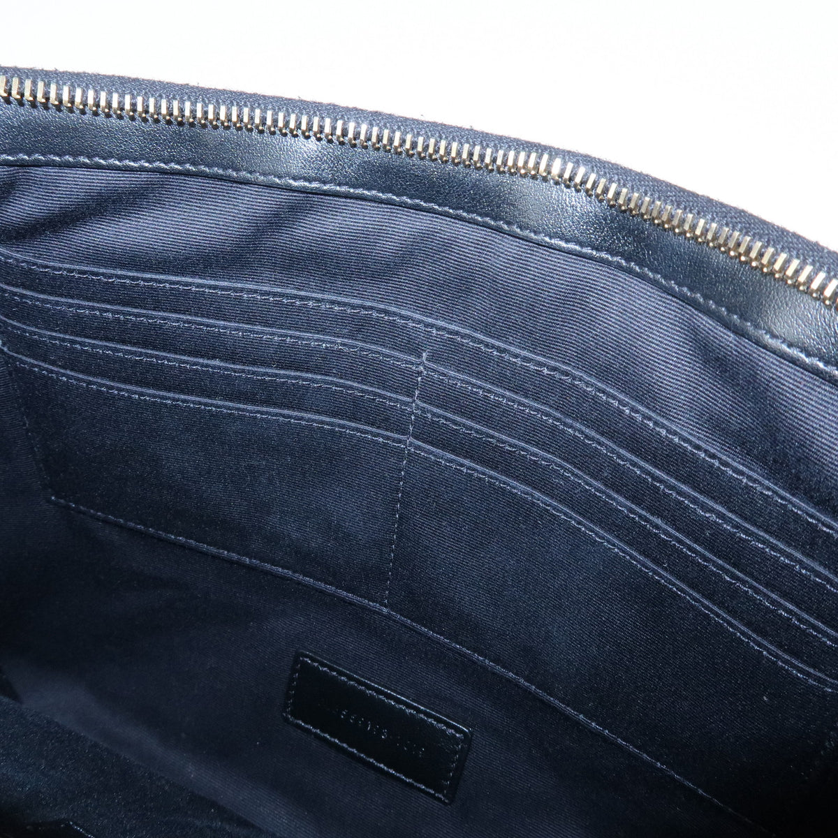 SAINT LAURENT PARIS V Stitch Leather Clutch Bag Flat Pouch Black