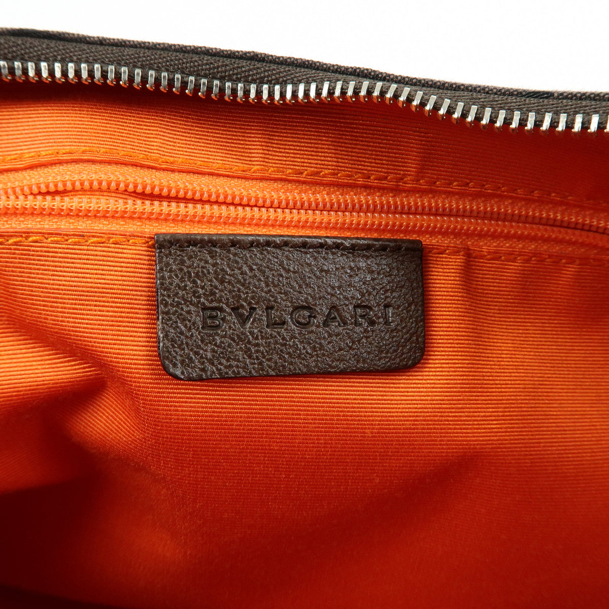 BVLGARI Logomania Canvas Leather Shoulder Bag Hand Bag Brown
