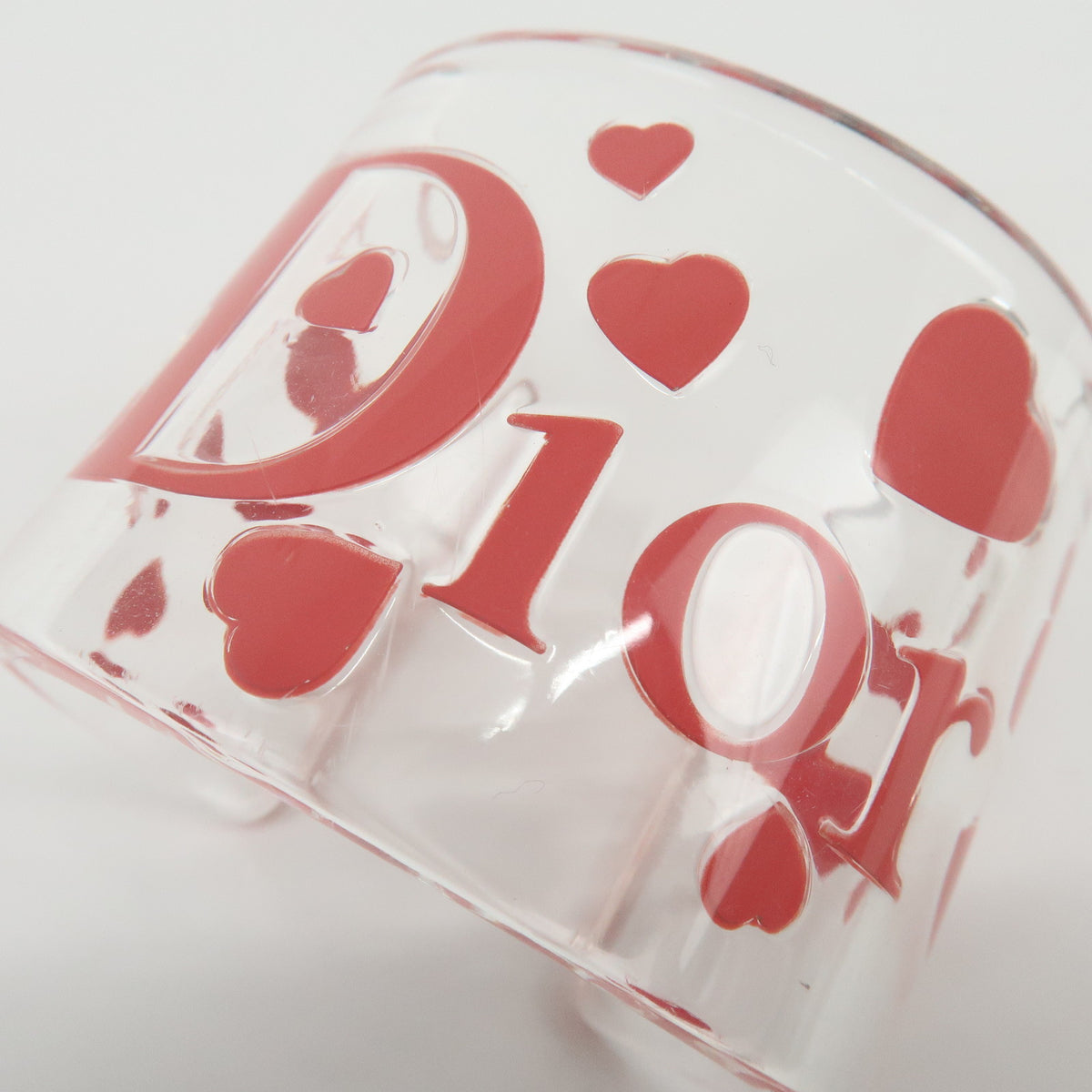Christian Dior Plastic Heart Bangle Bracelet Transparent Pink