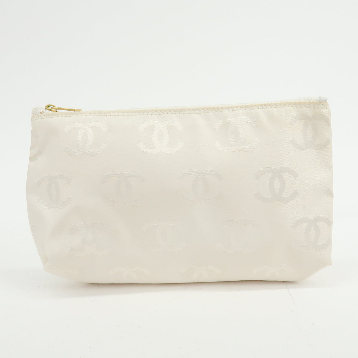 CHANEL COCO Mark Perforated Patent Leather Chain Shoulder Bag Ivory