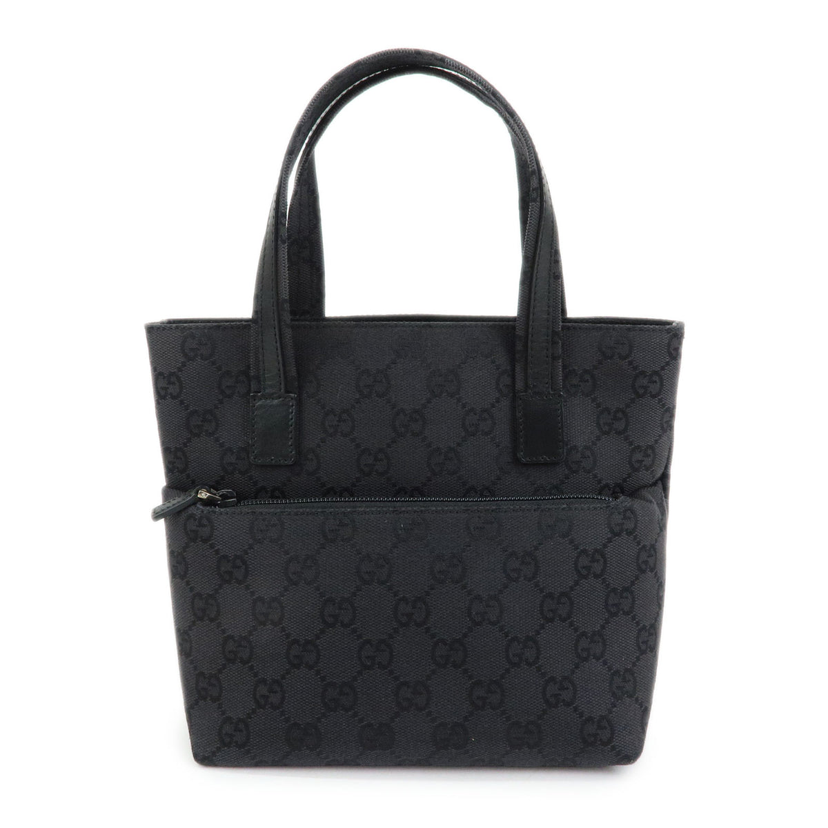 GUCCI GG Canvas Leather Mini Tote Bag Hand Bag Black 002・1079