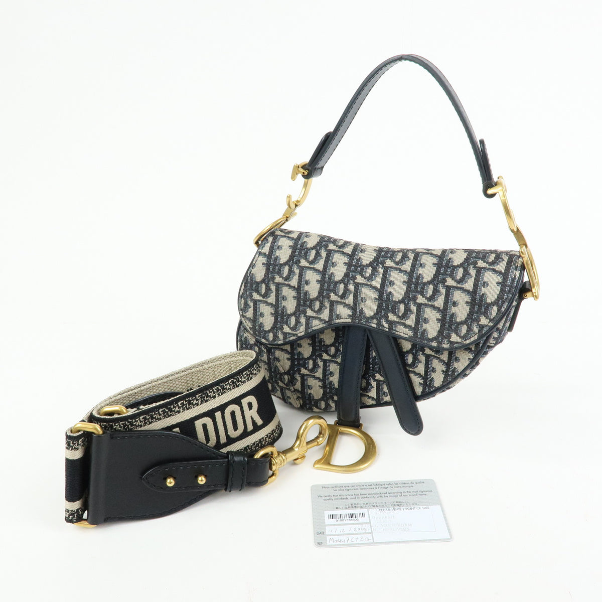 Christian Dior Trotter Saddle Jacquard Canvas Leather 2Way Bag Hand Bag