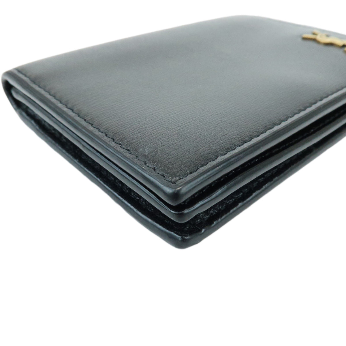 SAINT LAURENT PARIS Cassandra Leather Card Case Card Holder Black