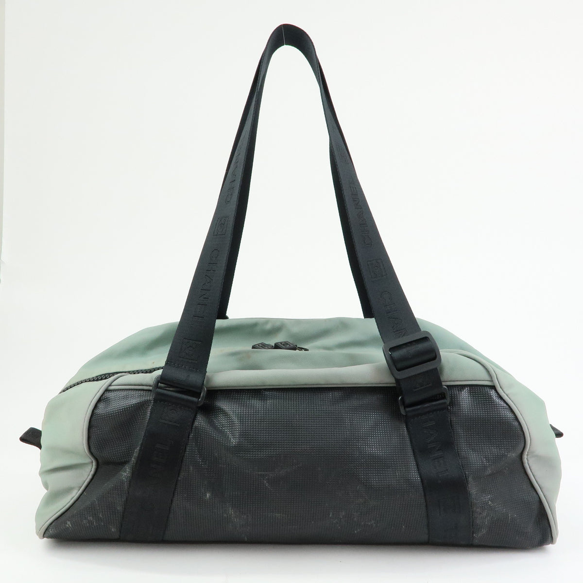 CHANEL Sport Line Nylon Canvas  Boston Bag Black Emerald Green