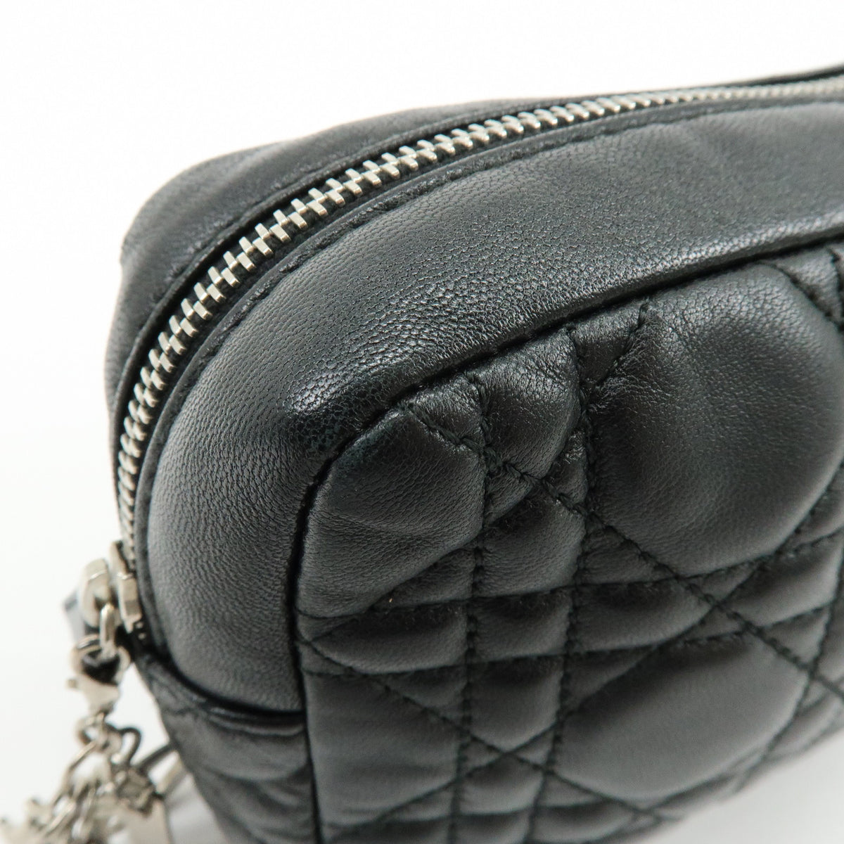 Christian Dior Lady Dior Cannage Accessory Pouch Makeup Bag Black