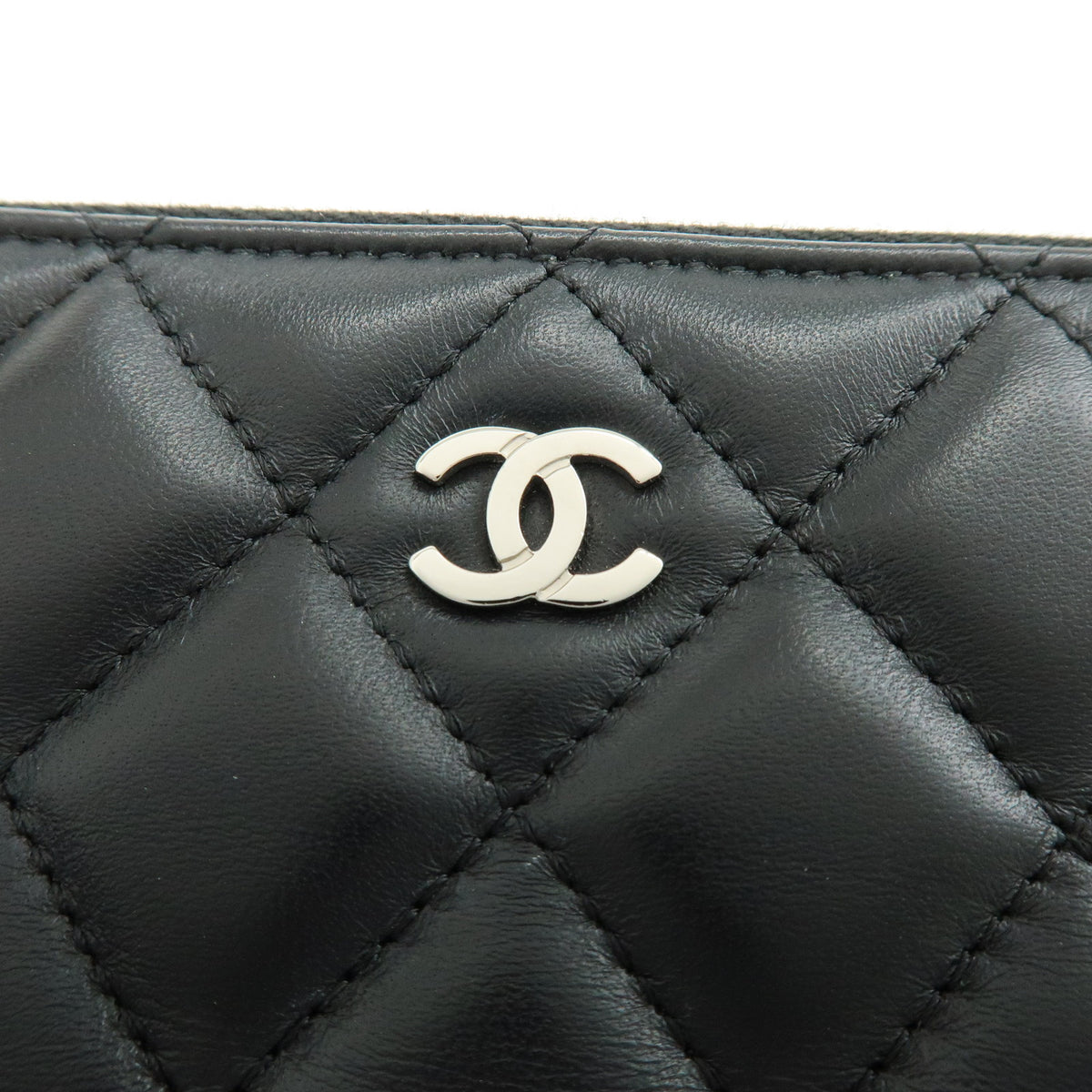 CHANEL COCO Mark Matelasse Lamb Skin Chain Shoulder Bag Black Silver