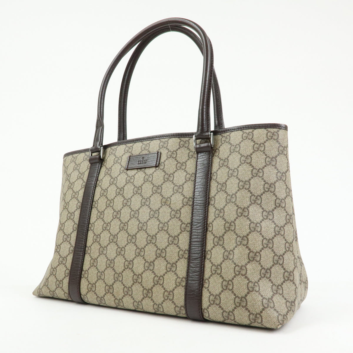 GUCCI GG Supreme Leather Tote Bag Shoulder Bag Beige Brown 114595