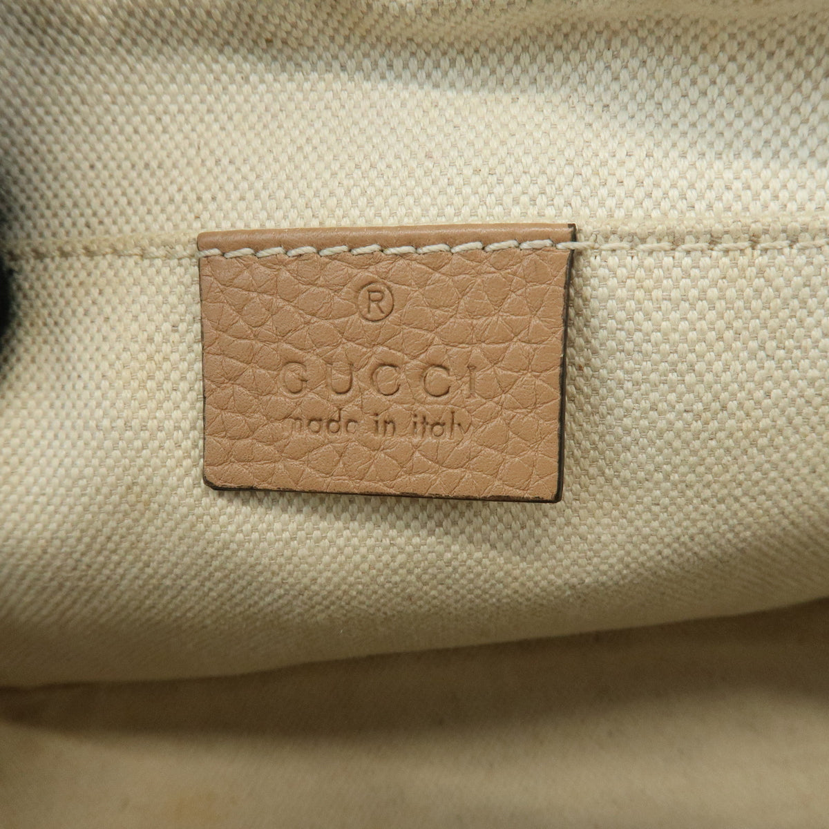 GUCCI SOHO Interlocking G Leather Shoulder Bag Pink Beige 308364