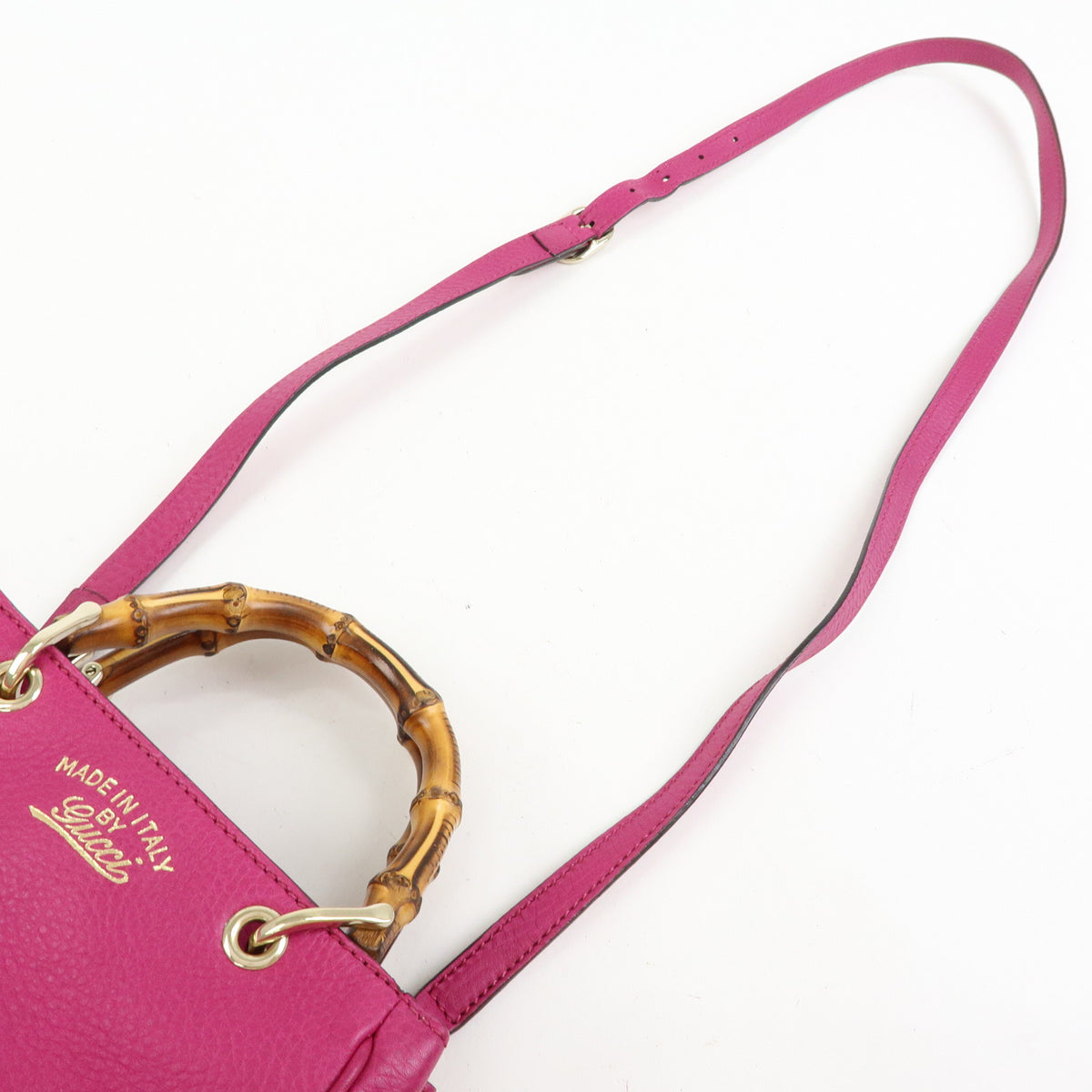 GUCCI Bamboo Mini Shopper Leather 2Way Bag Hand Bag Pink Purple 368823