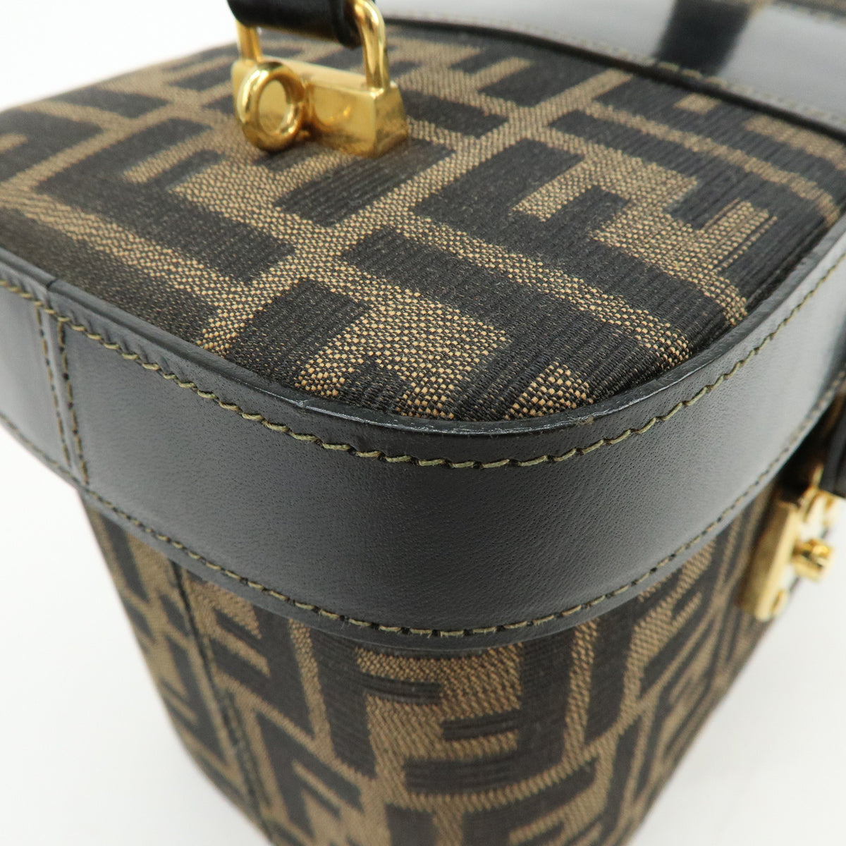 FENDI Zucca Canvas Leather 2Way Vanity Bag Shoulder Bag Brown 09149311