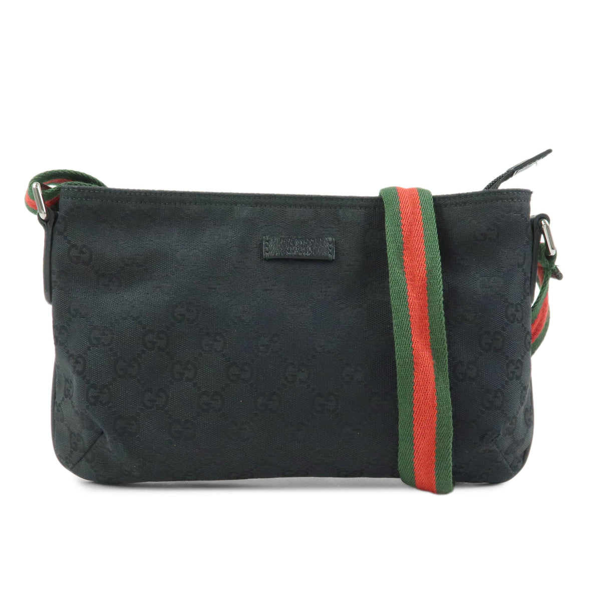 GUCCI Sherry GG Canvas Leather Shoulder Bag Crossbody Bag Black 189749