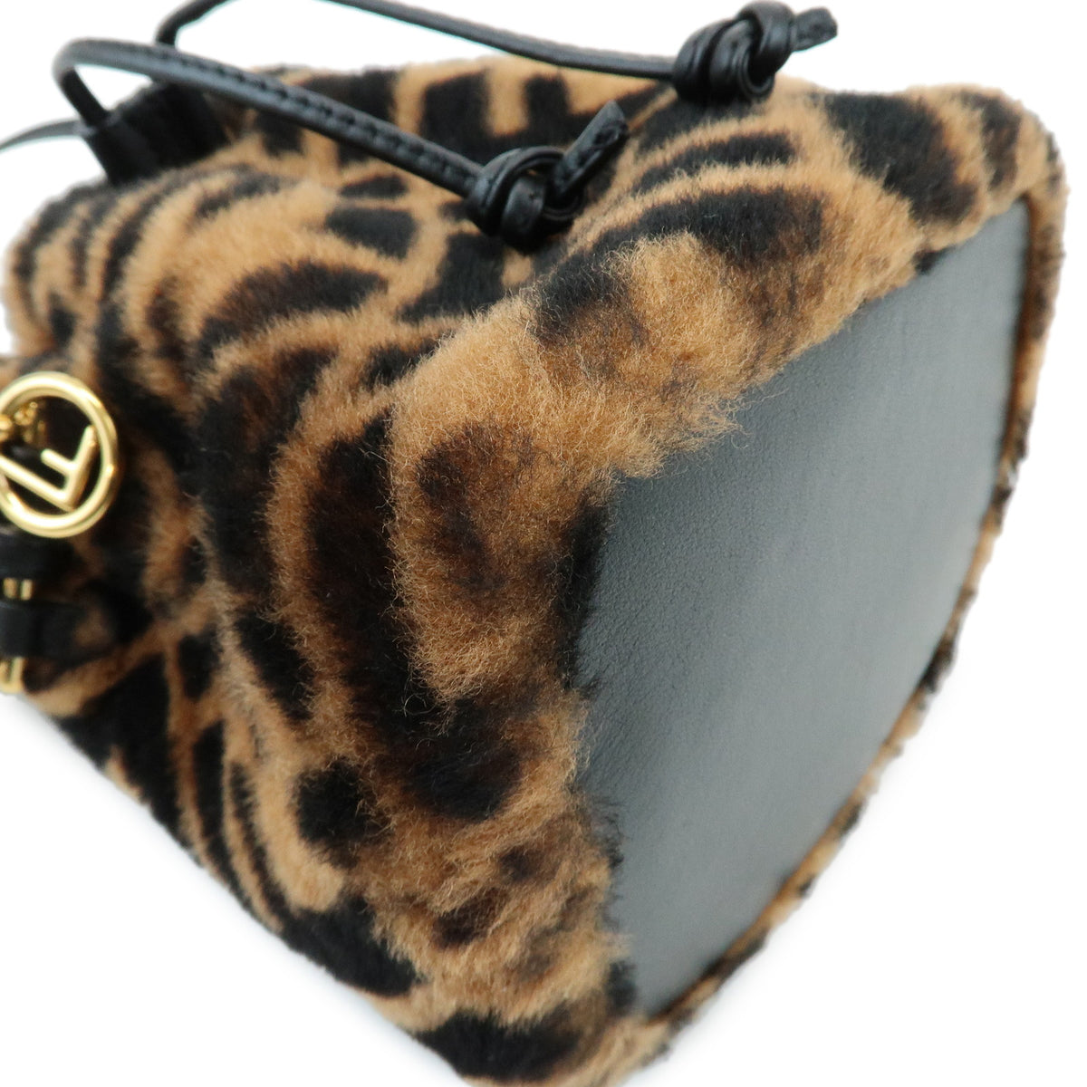 FENDI Zucca Mon Tresor Mouton Leather 2Way Hand Bag Brown Black 8BS010