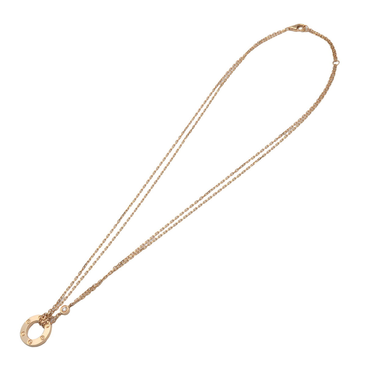 Cartier Love Circle 2P Diamond Necklace K18 750YG Yellow Gold
