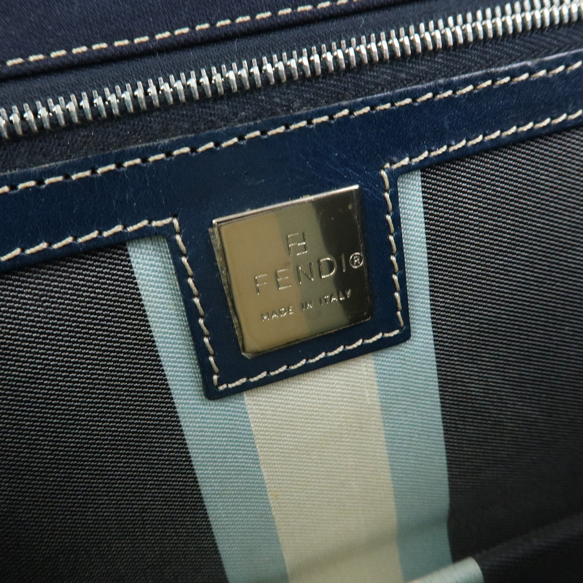 FENDI Mamma Baguette Canvas Shoulder Bag Hand Bag Navy 26424