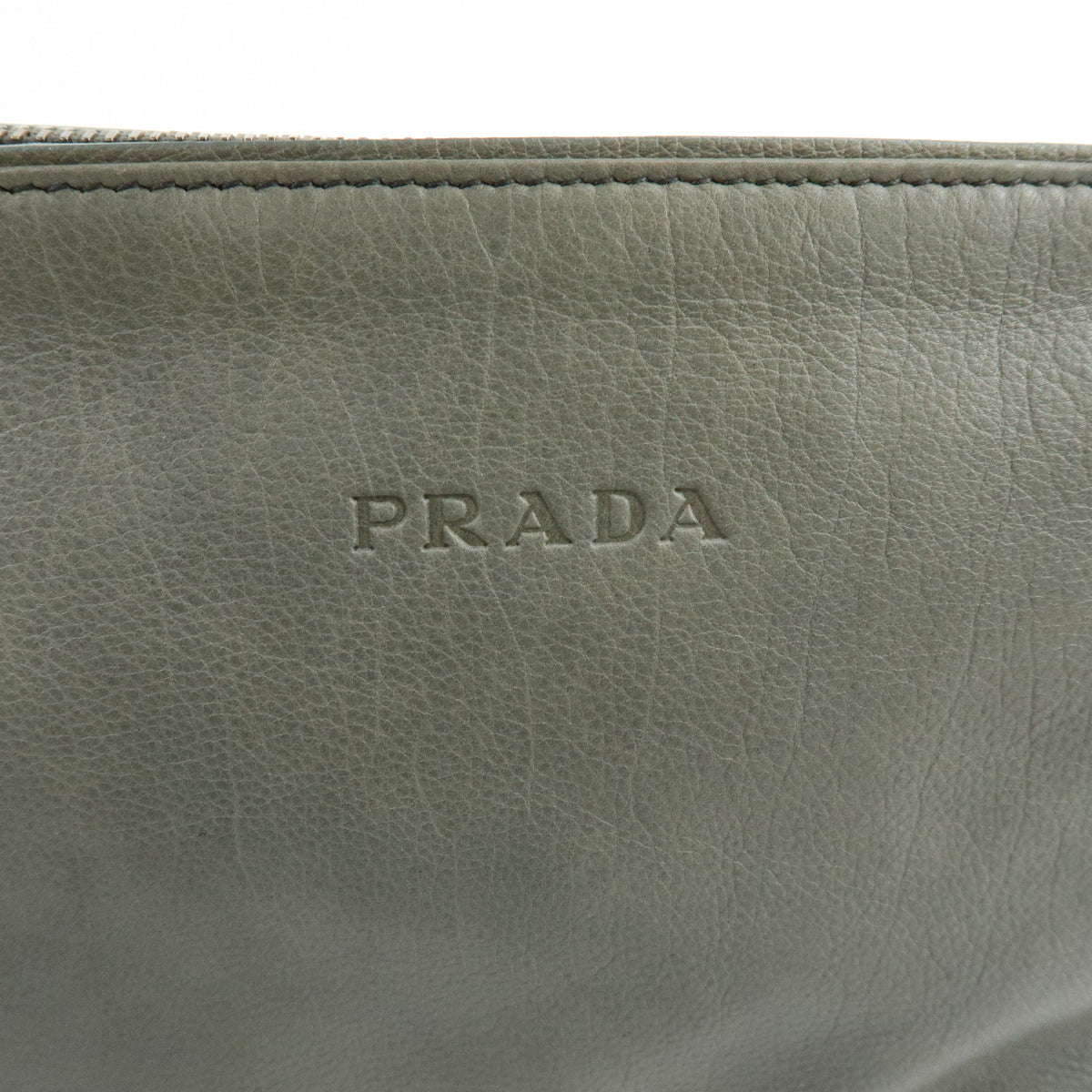 PRADA Buffalo Snap Leather Hand Bag Shoulder Bag Gray BR2666